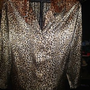 Silk leopard print sleep set